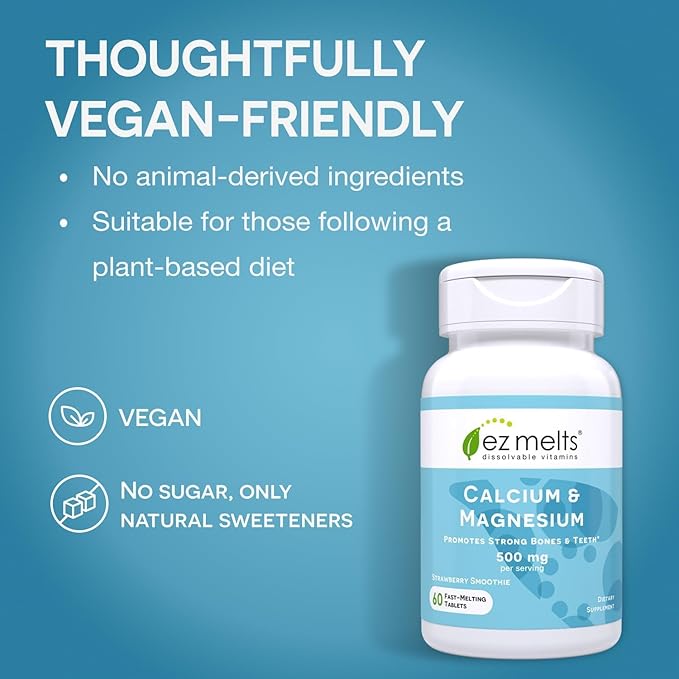 EZ Melts B12 Sublingual Vitamin and Dissolveable Calcium and Magnesium Supplement Bundle