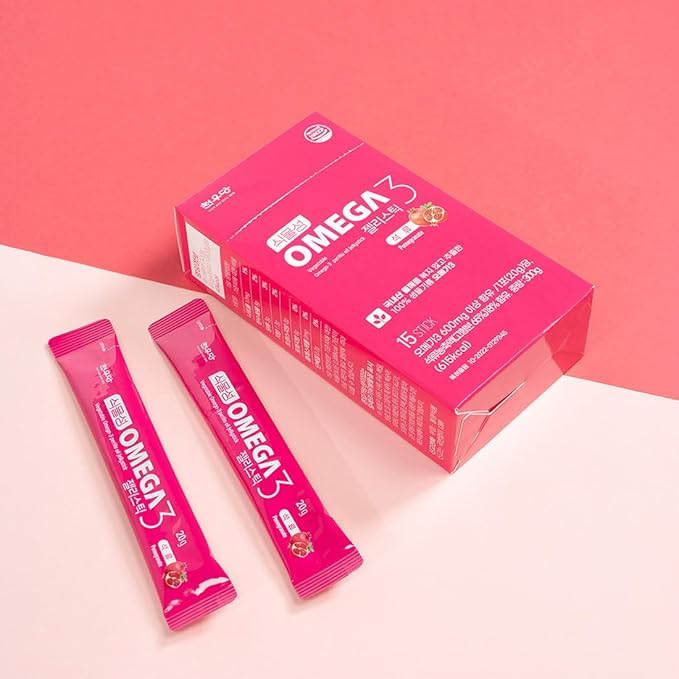 Chunwoodang Plant-Based Omega-3 Jelly Stick with Korean Perilla Oil (0.7 oz x 15 Sticks) (0.7 oz x 15 Sticks Pomegranate)
