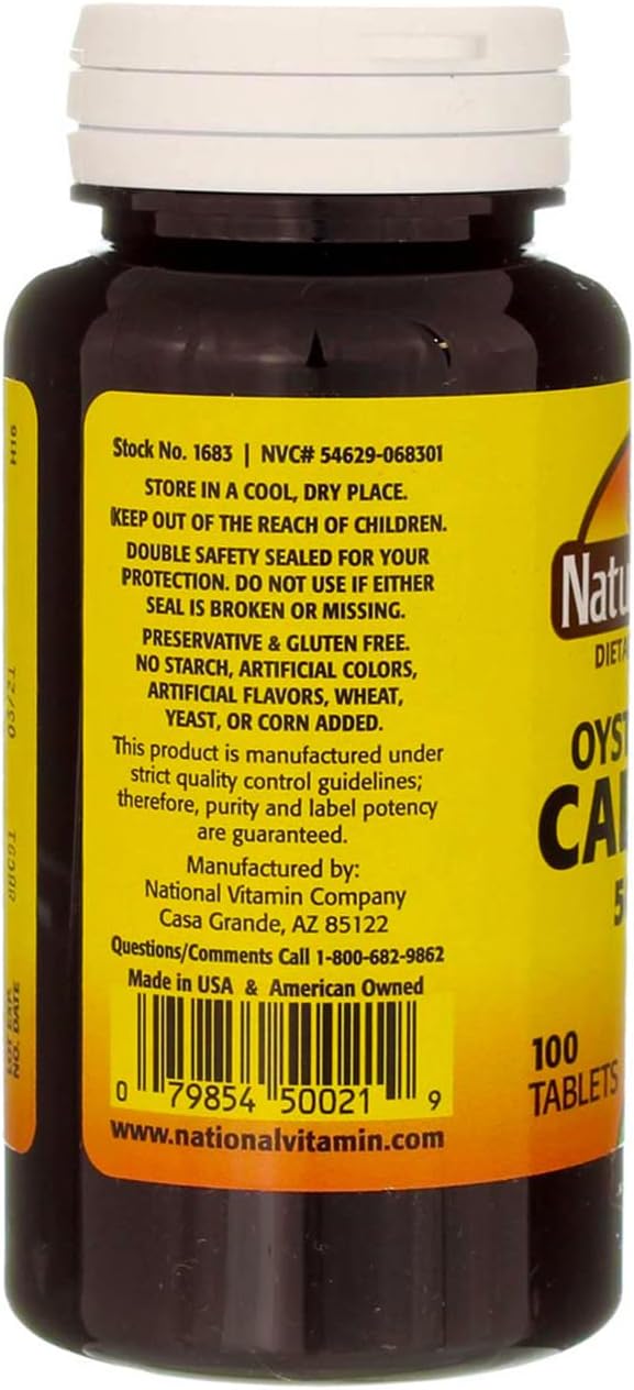 Nature's Blend Oyster Shell Calcium 500 mg Tablets - 100 ct Pack of 4