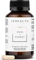 JSHealth Hair Growth Vitamins for Women. Hair + Energy with Kelp Iodine and Zinc. Supports Thickness Strength Energy. Nutritionist-Formulated (60 Capsules)