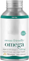 Omega Algae Oil Omega-3 Supplemen Ocean-Friendly 1470 mg – Plant-Based DHA &amp EPA – Supports Brain Eye &amp Heart Health – 100 Softgels
