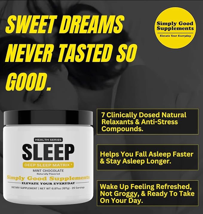 Sleep – Mint Chocolate Magnesium Sleep Drink Powder with Ashwagandha L-Theanine &amp Melatonin - All Natural Sleep Aids for Adults 20 Servings