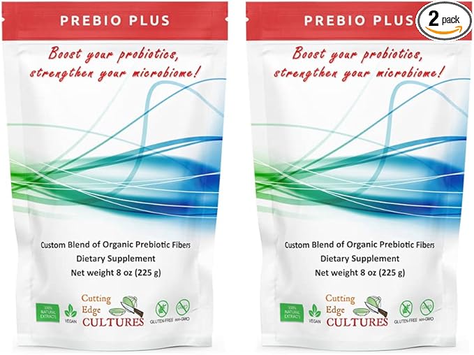 Cutting Edge Cultures Prebio Plus Prebiotic Fiber Powder Best Custom Blend of Organic Prebiotic Fibers Dietary Supplement 8 oz (2 x Prebio Plus = 16oz)