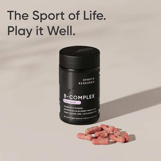 Sports Research Vitamin B-Complex - Full Spectrum of B Vitamins - 90 Liquid Veggie Capsules