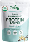TOZZY Organic Vegan Protein Powder Vanilla | 16 Servings | 20g Plant-Based Pea Protein | 5 Simple Ingredients | 0g Sugar | Keto | Gluten- &amp Dairy-Free (1 lb) - Packaging May Vary
