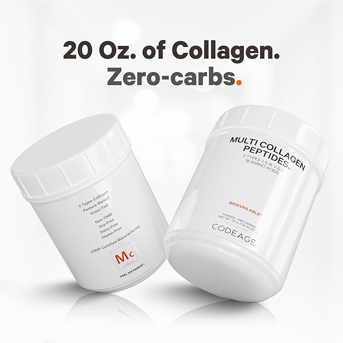 Codeage Multi Collagen Protein Capsules &amp Powder Peptides + Women’s Daily Multivitamin Bundle 25+ Multivitamins &amp Minerals Omega-3 Enzymes Probiotics Vitamin C Zinc Biotin Non-GMO Supp