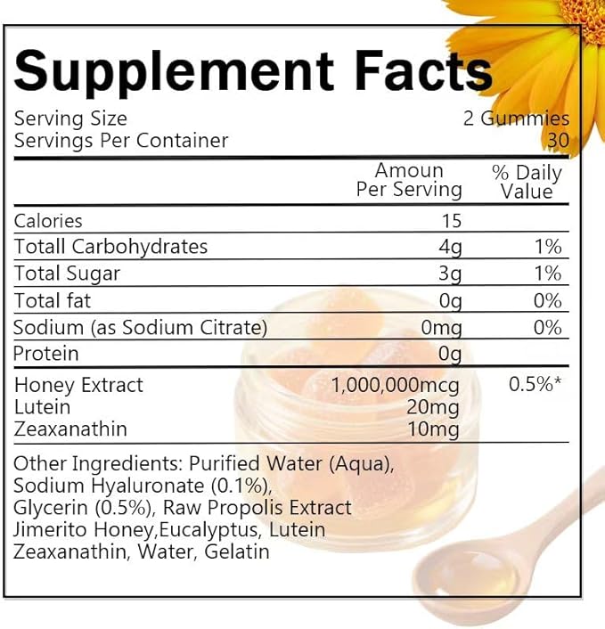 Jimerito Honey Lutein GummiesLutein &amp Zeaxanthin Supplements20mg Gummies-30-day Supply (1pc)