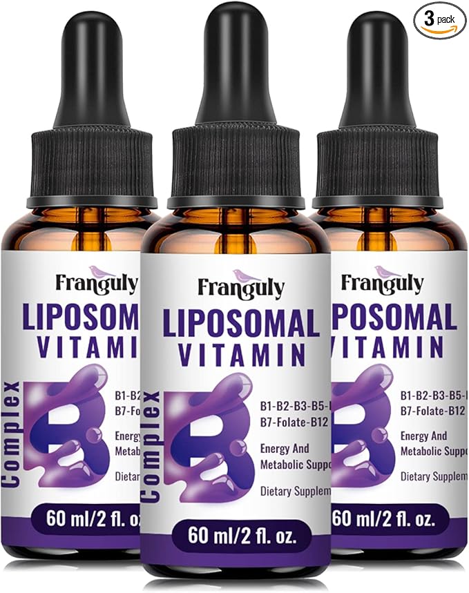 Liposomal Vitamin B Complex Liquid Sublingual B Complex Vitamins Supplement for Women Men Improved Absorption Methylated B12B1 B2 B3 B5 B6FolateBiotin for Energy And Immune Support-6.0 oz