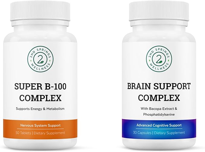 Energy &amp Cognitive Support Bundle: Super B-100 + Brain Support Formula