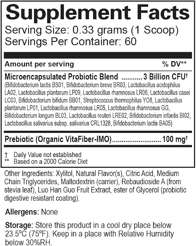 TriActive Biotics Junior for Kids – Powder Probiotic and Prebiotic Blend 6 Billion CFU – Digestive Enzymes Supplement for Gut Health Immune Support – Allergen-Free Gluten-Free Naturally Sweetened