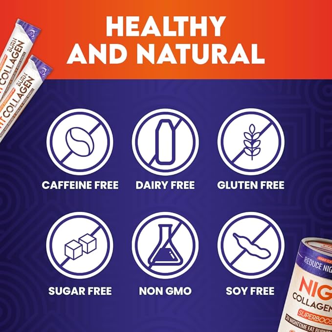 Night Collagen Burn - Weight Loss &amp Belly Fat Burner &amp Sleep Aid for Women &amp Men | Sleep Support for Bloating &amp Metabolism Appetite Suppressant | Supports Skin Hair Nails &amp Join