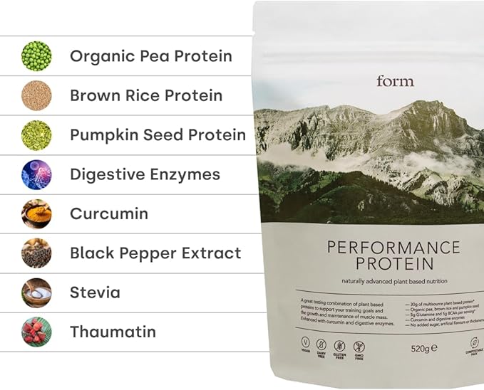 Form Performance Protein - Vegan Protein Powder - 30g of Plant Based Protein Powder per Serving with BCAAs. Perfect Post Workout. Tastes Great with Just Water!(Chocolate Hazelnut)