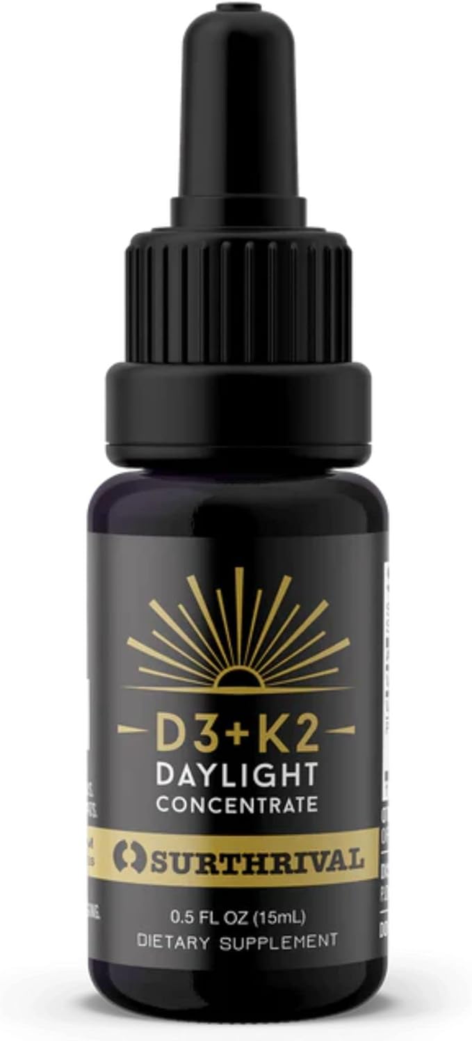 Surthrival: Vitamin D3+K2 Daylight Concentrate AKA The Sunshine Vitamin 0.5 oz Approx. 270 Servings Supports Immune Cardiovascular &amp Bone Health