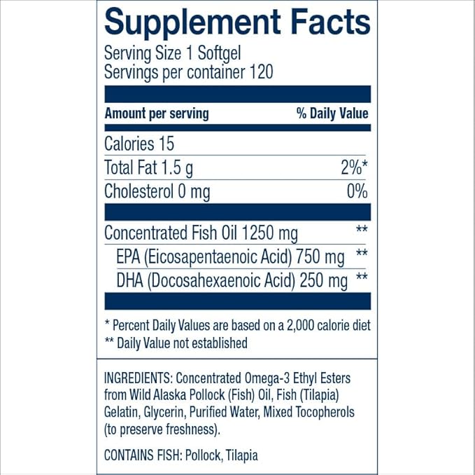 Wiley's Finest Wild Alaskan Fish Oil Peak EPA - Triple Strength Peak EPA &amp DHA Supplement - 1000mg Fish Oil - Omega-3s for Joint Health Support - 120 Softgels (120 Servings)