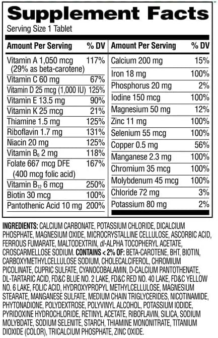 Equate Complete Multivitamin/Multimineral Supplement Tablets Adults 200 Count - Adults Sticker.
