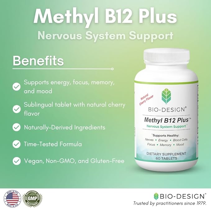 Methyl B12 5000 mcg Plus Folate Supplement - Methylcobalamin L-Methylfolate - Methylated &amp Bioavailable – Supports Healthy Nervous System Energy Metabolism &amp Brain Health - 60 Tablets