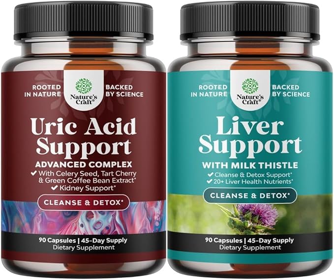 Bundle of Uric Acid Cleanse &amp Detox - Green Coffee Beans with Turmeric Tart Cherry &amp Celery Seed for Kidney and Liver Support Milk Thistle with Dandelion Root Choline Beetroot &amp Articho