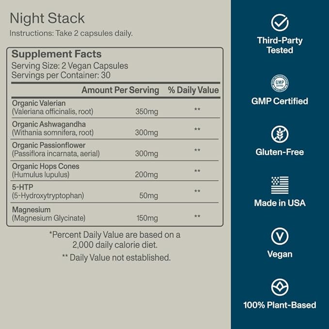 FOCL Restful Night Magnesium Sleep Supplement - Natural Sleep Aid Melatonin Free No Grogginiess Calm - Magnesium Supplement for Restorative Sleeping with Ashwagandha - Vegan Non GMO Cruelty Free