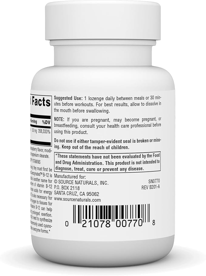 Source Naturals Dibencozide - Coenzymated B-12 Athletic Series Quick Dissolving Dietary Supplement - 60 Lozenges