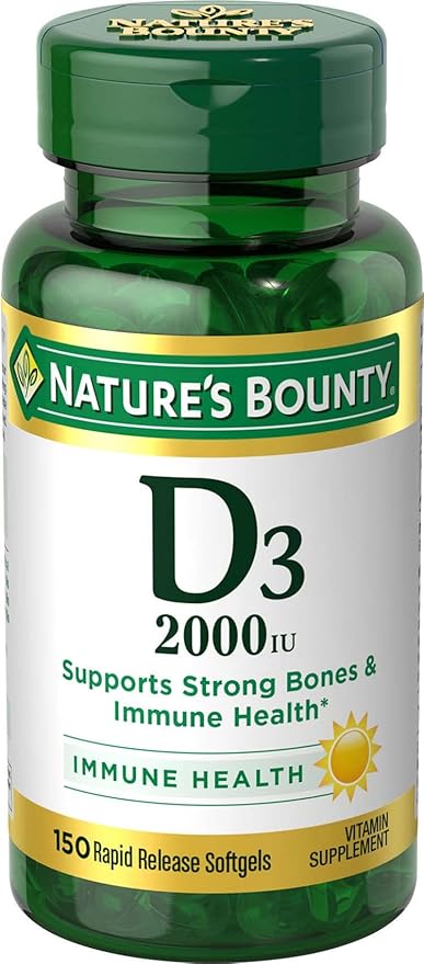 Nature's Bounty Vitamin D Supports Immune Health &amp Bone Health &amp Vitamin B12 1000mcg Supports Energy Metabolism and Nervous System Health Vitamin Supplement 100 Tablets