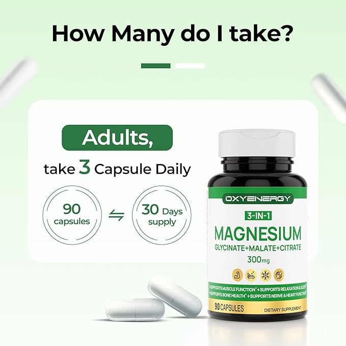 OxyEnergy NAD Supplement Anti-Aging &amp Cellular Renewal 28 Packets &amp Triple Magnesium Complex Magnesium Glycinate 300mg 90 Capsules