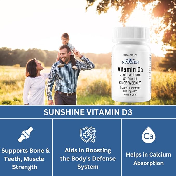 Vitamin D2 Liquid Drops (Ergocalciferol) 400 IU - 60ml (8000 USP 1200 Servings) + Vitamin D3 50000 IU Capsules (100 Count)