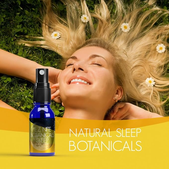 EZ Nite Sleep Botanicals Oral Spray Non-Melatonin Chamomile Passion Flower Extracts Magnesium Valerian Root L-Theanine Honey Lemon Flavor 30-Night Supply Non-GMO Gluten-Free Non-Habit Forming