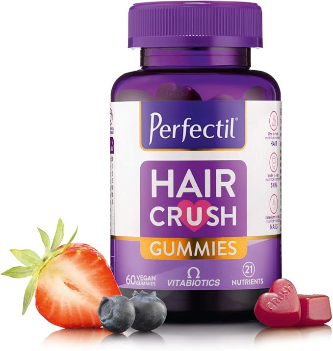 Perfectil Hair Crush Vitamin Gummies - Hair Growth and Thickening Formula | Supports Thicker Healthy Hair | Biotin Vitamin D and More in a Vegan Chewable Gummy