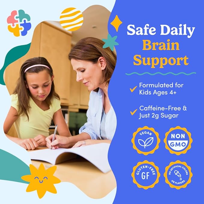 FIRST DAY Kids Calming Gummies (Strawberry) &amp Brain Focus Gummies (Peach) for Rest &amp Attention | Mood &amp Energy | No Melatonin | Stimulant-Free | Clean Label Project Verified® | Vegan | 30-