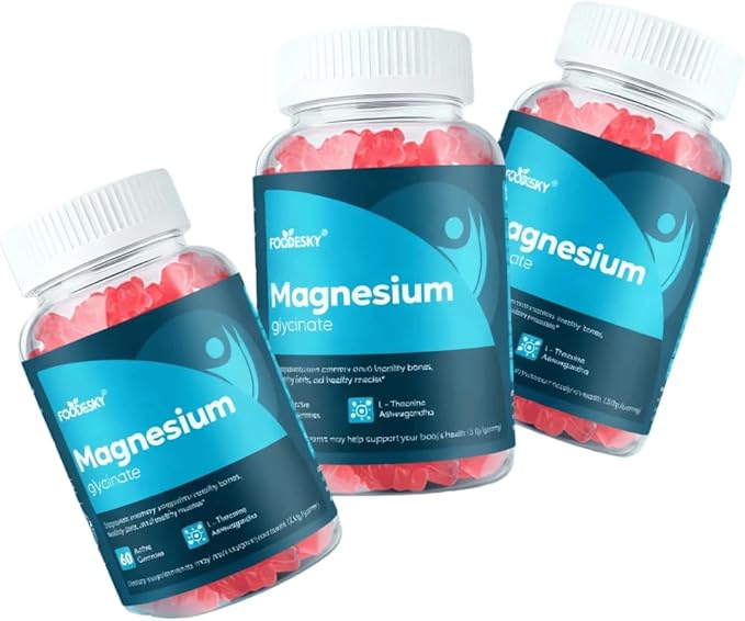 Magnesium Glycinate Gummies | 10 Forms of Magnesium + Vitamin D3 &amp Zinc | 60 Gummies | Supports Relaxation Focus (3PCS)