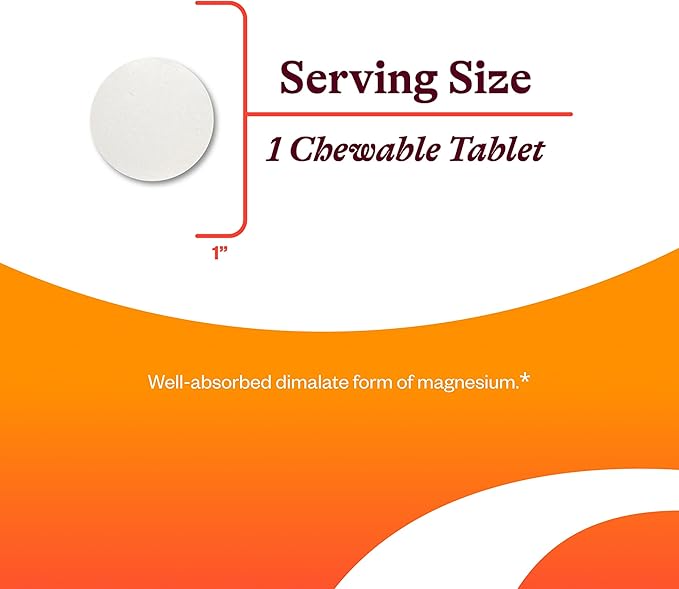 Seeking Health Magnesium Malate Chewable - Mineral Supplement Supports Energy Muscle Function &amp Nerve Function - Formula with Dimagnesium Malate to Support Absorption - 100 mg 100 Chewable Table