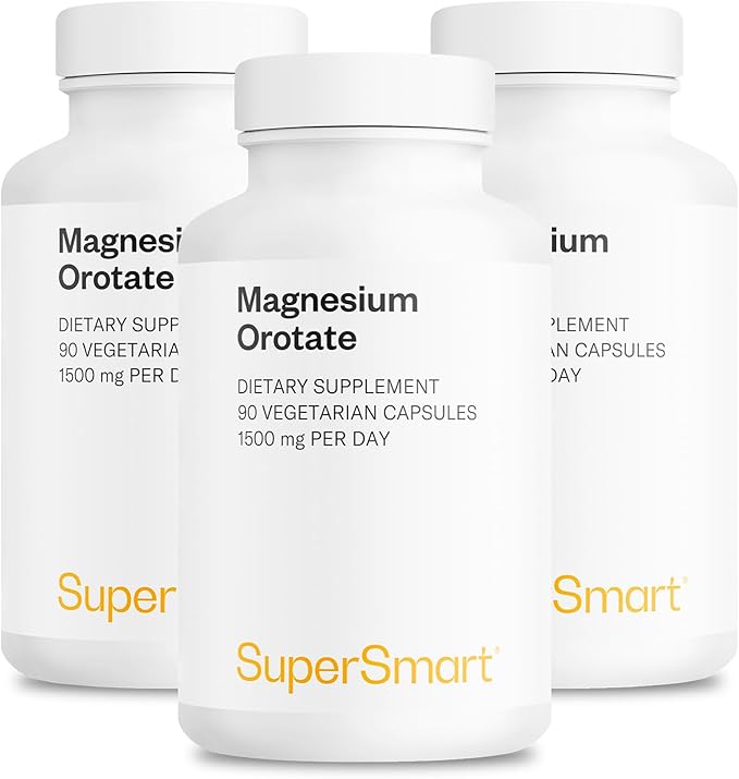 SuperSmart - Magnesium Orotate 1500mg per Day - High Absorption Magnesium Supplement | Non GMO &amp Gluten Free - 90 * 3 Vegetarian Capsules