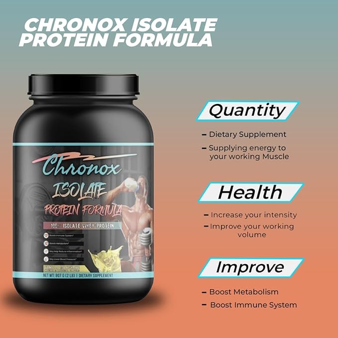 Chronox Isolate Whey Protein Powder - Vanilla Flavor - 2 LB