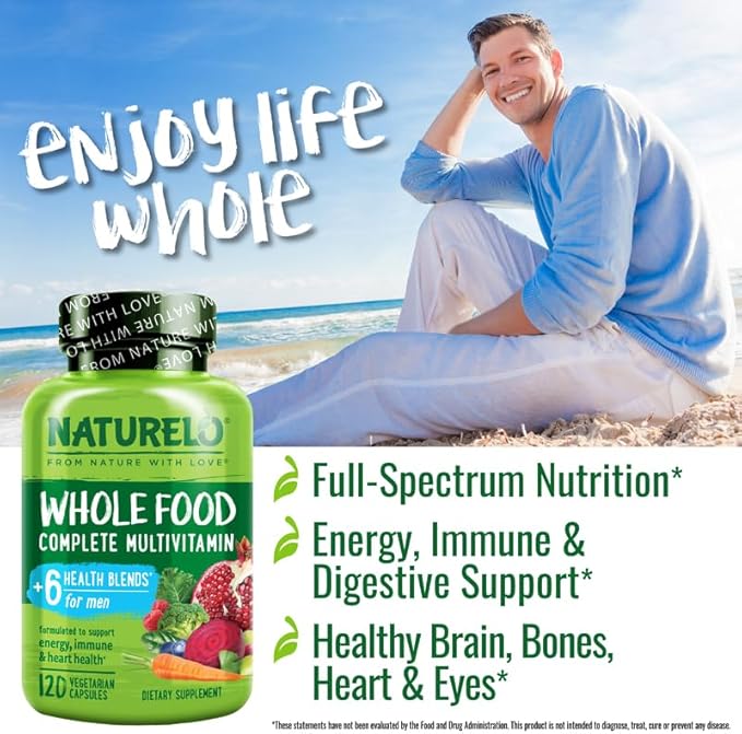 NATURELO Whole Food Multivitamin for Women - 120 Capsules and Whole Food Multivitamin for Men - 120 Capsules Bundle
