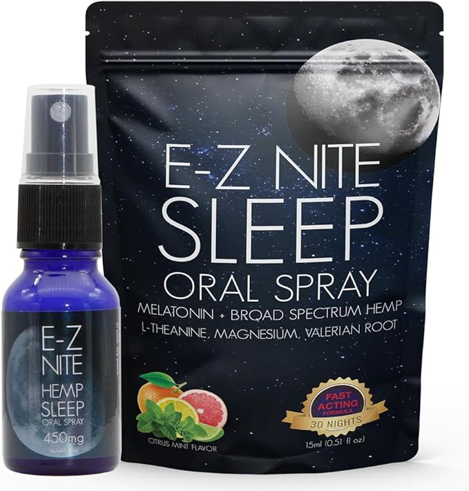Hemp Sleep Spray with Melatonin L-Theanine Valerian Root Magnesium | Fast Acting Non-Habit Forming Non-GMO Gluten Free Natural Sleep Aid