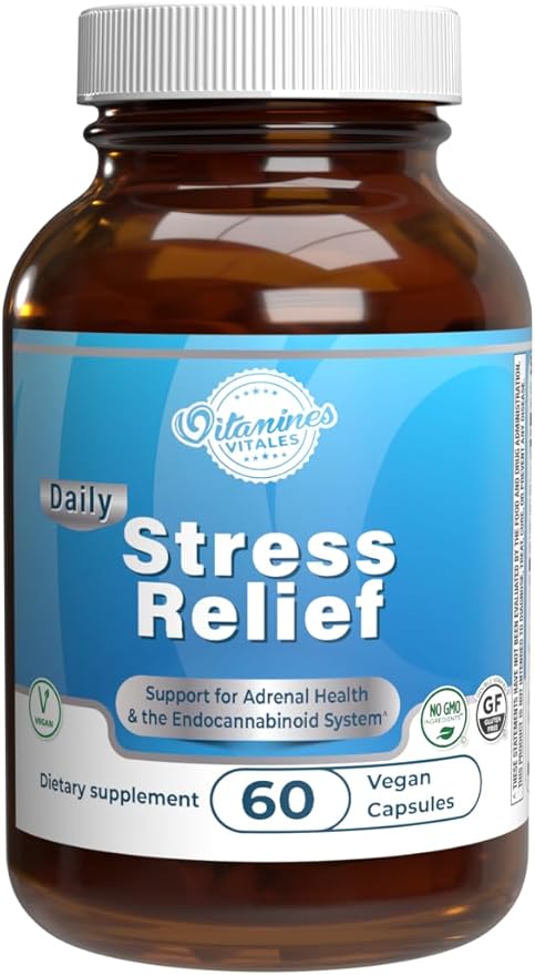 Stress Relief – 60 Vegan Capsules | Natural Stress Support with Ashwagandha B Vitamins &amp Magnesium