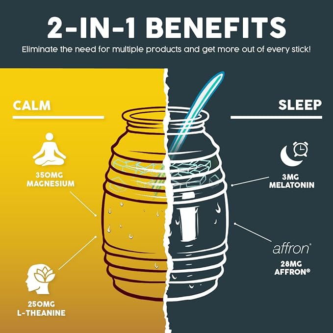 Salud 2-in-1 Sleep Aid + Calm Drink Mix Lemon Honey Flavor Melatonin Magnesium Saffron Extract L-Theanine Non-GMO Gluten Free Vegan Low Calorie 1g of Sugar (15 Servings)