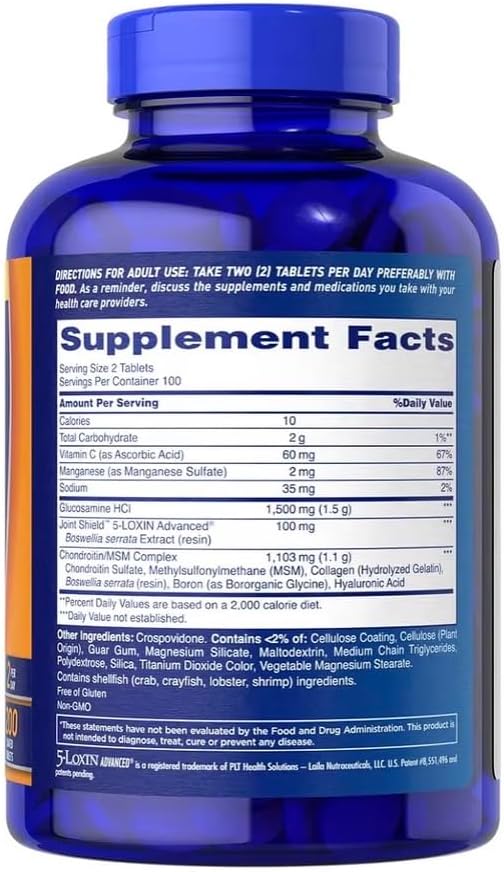 Glucosamine Chondroitin Bi Flex Tripple Strength Supplement 3 Month Supply 200 Count