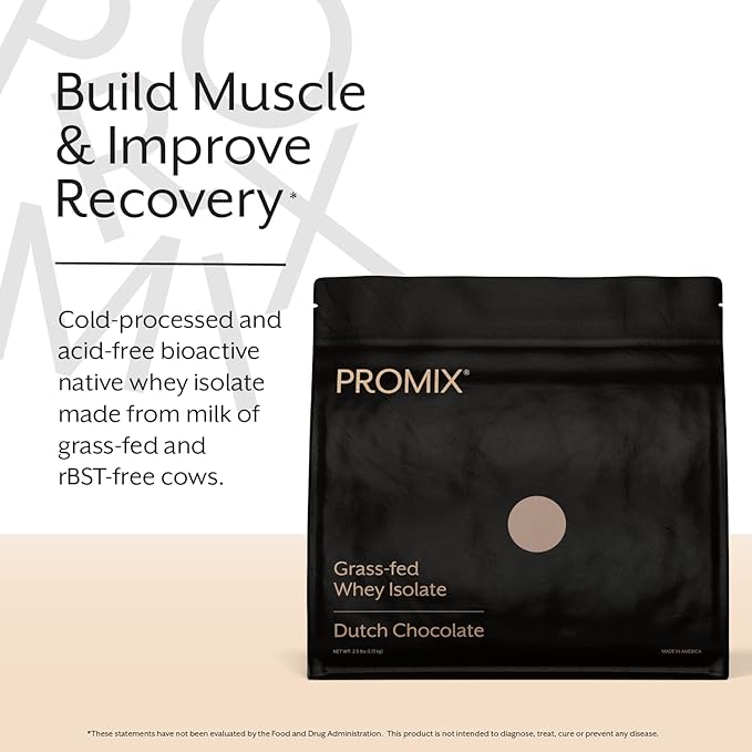 ProMix Nutrition Whey Protein Isolate Powder Chocolate - Grass-Fed - ­Post Workout Fitness &amp Nutrition Shakes Smoothies &amp Cooking Recipes - Gluten-Free &amp Keto-Friendly - 2.5 Pound (Pack