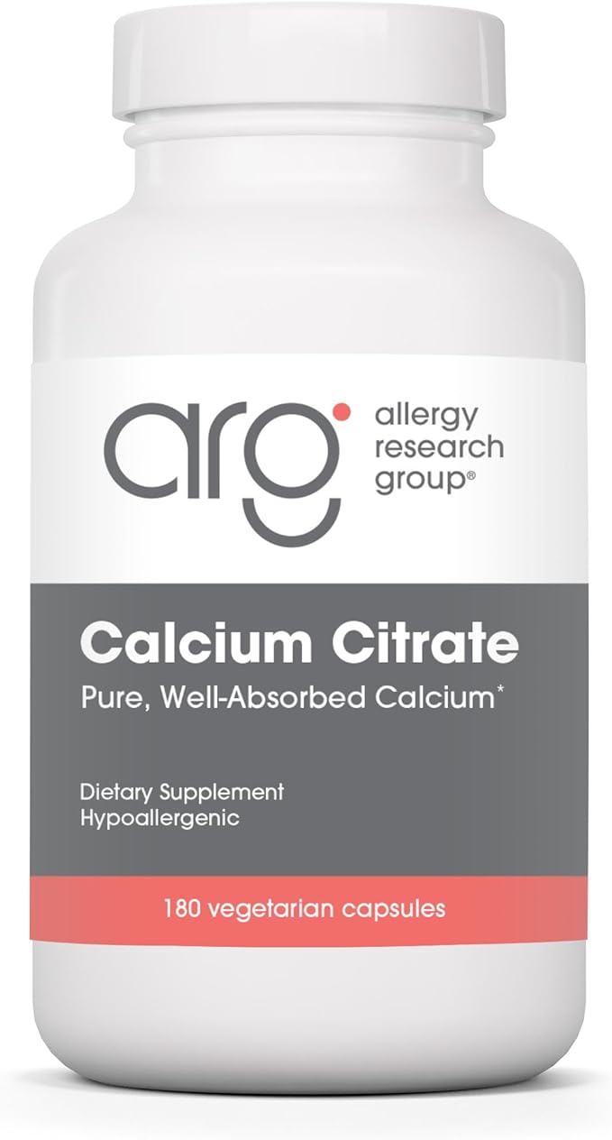 Allergy Research Group Calcium Citrate - Delivers 150 mg Calcium - Well-Absorbed Mineral for Bone &amp Cellular Function - 180 Servings - 180 Capsules