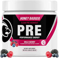 Honey Badger Pre Workout Powder Keto Vegan Preworkout for Men &amp Women Beta Alanine &amp Caffeine Sugar Free Natural Energy Supplement Wild Berry 30 Servings