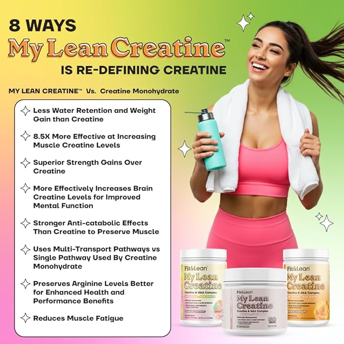 Fit &amp Lean Creatine for Women My Lean Creatine Powder Complex with GAA Muscle Performance Cognitive Function and Less Bloating Reduced Water Retention Unflavored 50 Servings