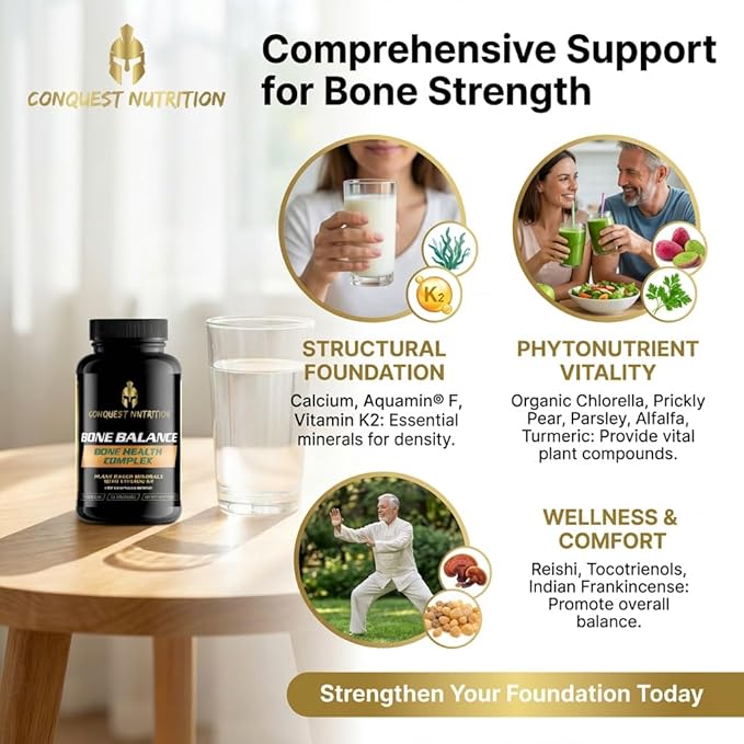 Bone Balance Health Complex – Calcium &amp Aquamin Red Algae Mineral Supplement with Vitamin K2 Turmeric &amp Trace Minerals for Bone &amp Joint Support – 90 Veggie Capsules
