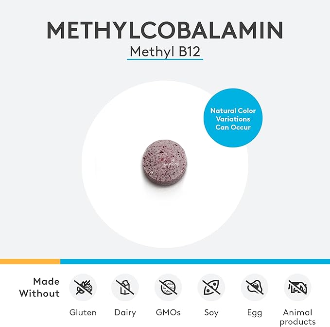 XYMOGEN Methylcobalamin - 5 mg Vitamin B12 - Supports Healthy Methylation Neurological Health &amp Red Blood Cell Formation - Non-GMO &amp Gluten Free - 120 Quick-Disssolve Tablets