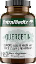 NutraMedix Quercetin - Quercetin 500mg Capsules - Antioxidant &amp Immune Support Supplement for Heart Health - Aids in Zinc &amp Vitamin C Absorption (120 Vegetarian Capsules)