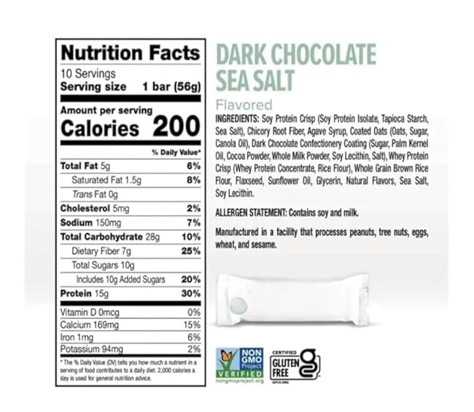 Clean Protein Bars Chocolate Peanut Butter and Dark Chocolate Sea Salt 20 Count 15g Protein Snacks