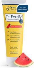 Researched Nutritonals Tri-Fortify Liposomal Glutathione Supplement Liquid Gel - Clinically Researched Detox &amp Immune System Support Antioxidant - Superior Absorption - Watermelon 8 Fl Oz