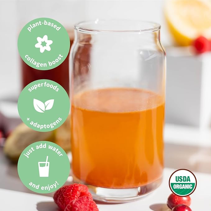 Sprout Living Colorfuel Beauty Powder Drink Mix Organic Superfoods + Adaptogens | Hair Skin &amp Nails Support Vegan Collagen Boost Biotin Silica Vitamin C Super Berry Flavor (25 Servings)