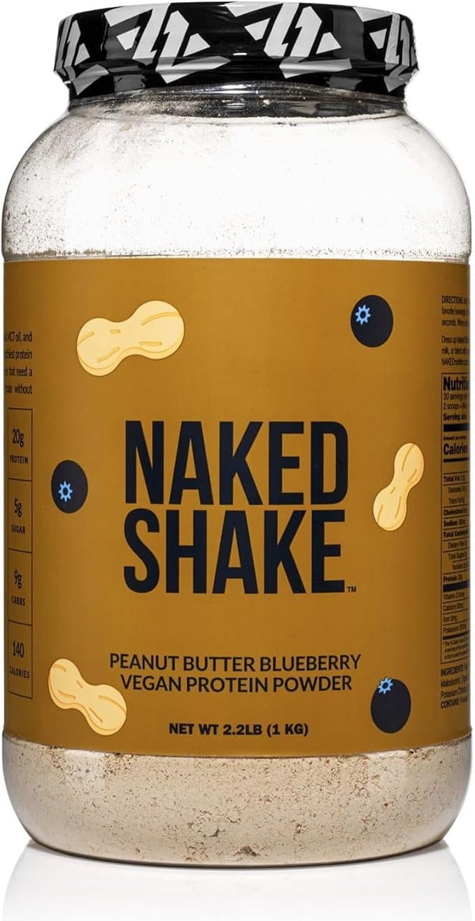 NAKED Shake - Peanut Butter Blueberry Protein Powder Plant Based Protein with Mct Oil Gluten-Free Soy-Free No Gmos Or Artificial Sweeteners - 30 Servings