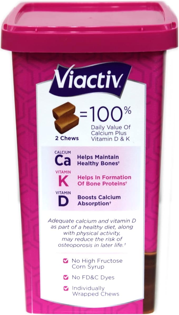 Viactiv Max Formula Calcium +Vitamin D3 Supplement for Bone Health Milk Chocolate 100 Soft Chews - 3 Pack